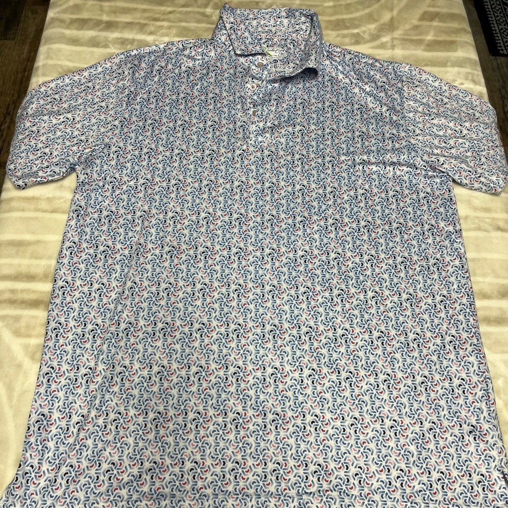 COPY - TailorByrd Golf Polo Shirt Mens XL Blue White Red Short Sleeve Shirt